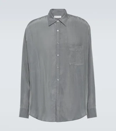 The Frankie Shop Leland Cupro Shirt In Grey