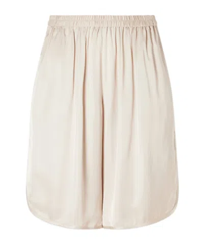 The Frankie Shop Leni Satin Knee-lenght Shorts In Neutral