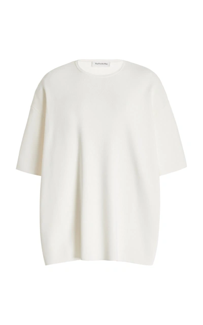 The Frankie Shop Lenny Knit Boxy T-shirt In Weiss