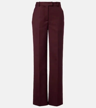 The Frankie Shop Womens Burgundy Lenora Straight Wool-blend Trousers Xxs In Brown