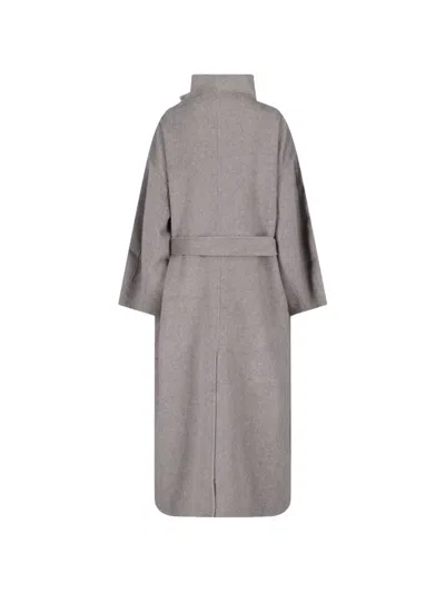 The Frankie Shop Leroy Reversible Funnel-neck Coat In Gray