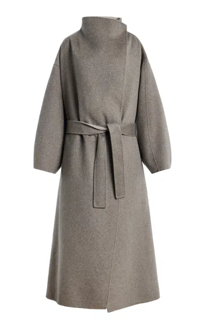 The Frankie Shop Leroy Reversible Funnel-neck Wool-blend Coat In Neutral