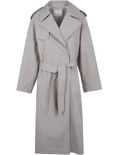 The Frankie Shop Light Beige Riva Cotton Trench Coat In Gray