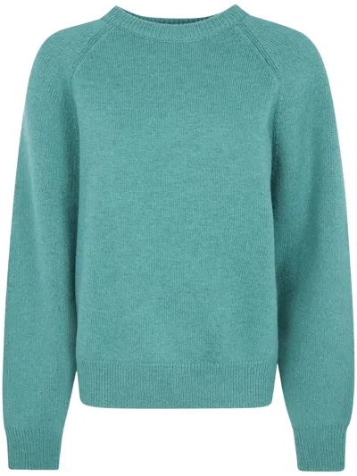 The Frankie Shop Lina Crewneck Wool Sweater In Regular Fit In Blue
