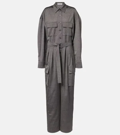 The Frankie Shop Linda Belted Jumpsuit In Gray