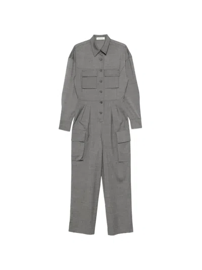 The Frankie Shop Linda Flap-pocket Jumpsuit In Gray