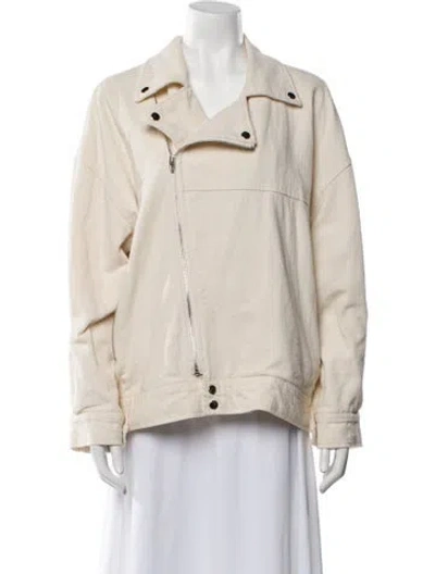 Pre-owned The Frankie Shop Linen Biker Jacket In Neutral
