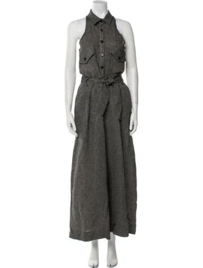 Pre-owned The Frankie Shop Linen Halterneck Jumpsuit In Gray