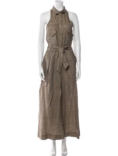 Pre-owned The Frankie Shop Linen Jumpsuit W/ Tags In Brown