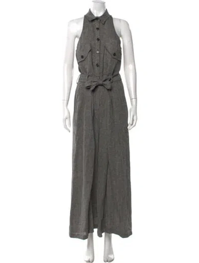 Pre-owned The Frankie Shop Linen Mock Neck Jumpsuit In Black