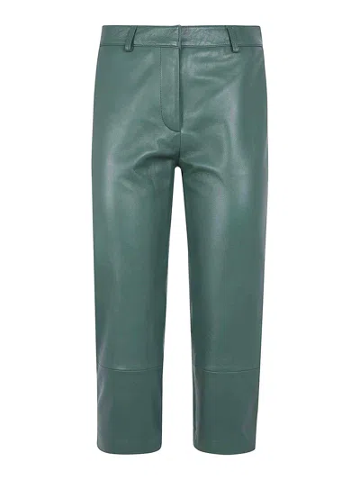 The Frankie Shop Lior Leather Capri Pants In Green