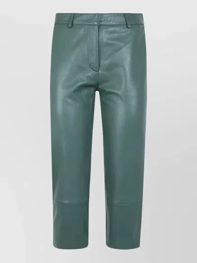 The Frankie Shop Lior Leather Capri Pants Pocket Detail In Green