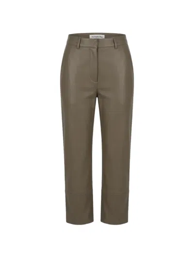 The Frankie Shop Lior Leather Trousers In Brown
