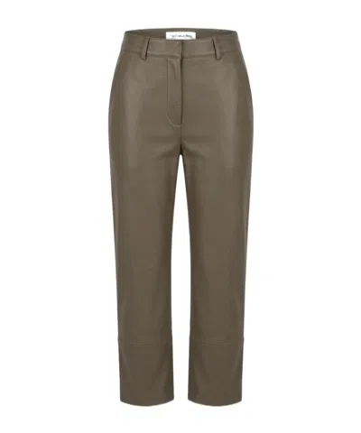 The Frankie Shop Lior Leather Trousers In Brown
