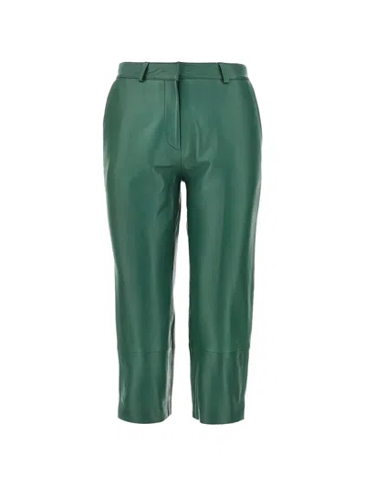 The Frankie Shop Straight Leg Pants Belt Loops Pockets In Green