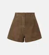 The Frankie Shop Lise High-rise Suede Shorts In Brown
