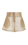 The Frankie Shop Lise Sheer Silk-blend High-rise Shorts In Neutral