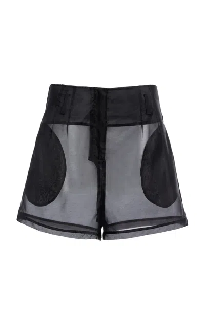 The Frankie Shop Lise Silk-blend Chiffon Shorts In Black