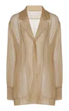 The Frankie Shop Lise Silk-blend Crepe Blazer In Neutral