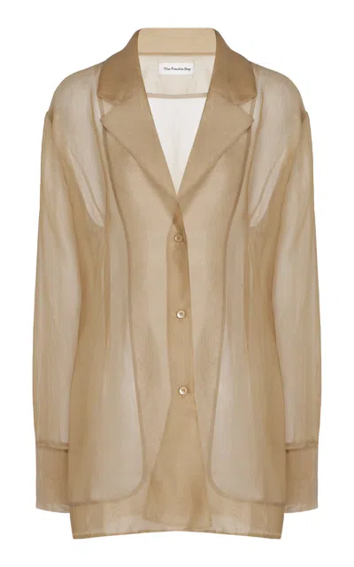 The Frankie Shop Lise Silk-blend Crepe Blazer In Neutral