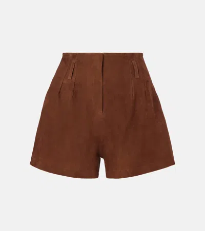 The Frankie Shop Lise Suede Shorts In Brown