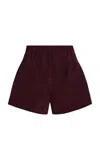 The Frankie Shop Lise Suede Shorts In Burgundy