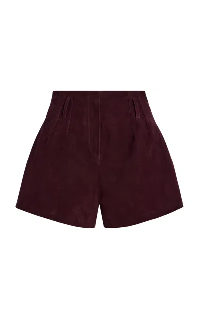 The Frankie Shop Lise Suede Shorts In Burgundy