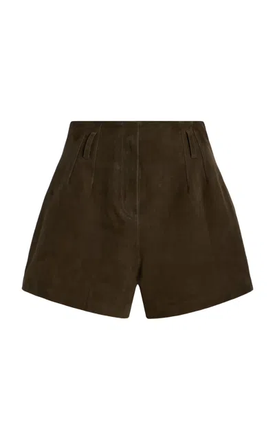 The Frankie Shop Lise Suede Shorts In Green