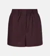 The Frankie Shop Liu Cotton Shorts In Burgundy