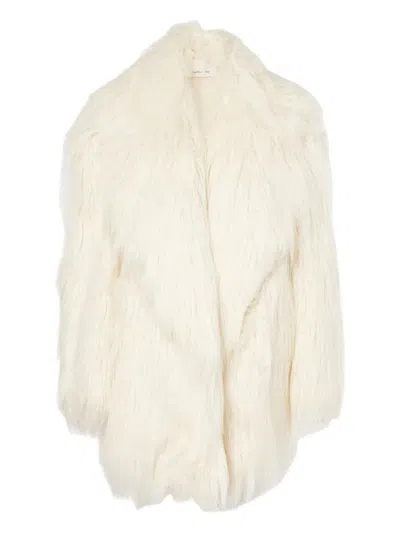 The Frankie Shop Liza Faux Fur Coat In White