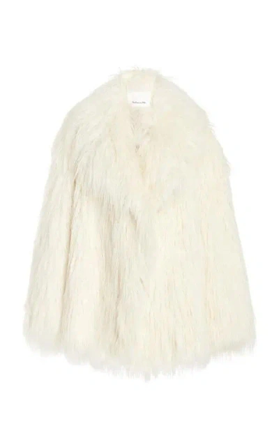 The Frankie Shop Liza Mini Faux Fur Jacket In Off White