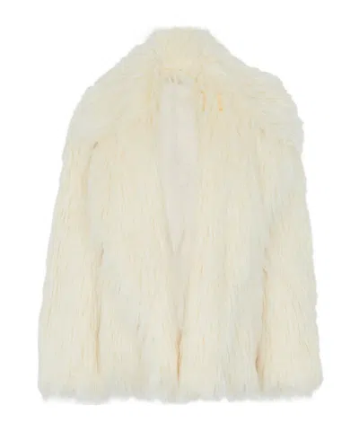 The Frankie Shop Liza Short Faux Fur Coat In White