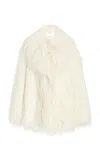 The Frankie Shop Liza Short Faux Fur Coat In White