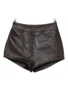 The Frankie Shop Loen Leather Pocket Shorts In Brown