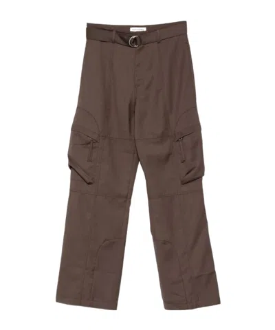 The Frankie Shop Logo Cargo Pants In Coffee Color