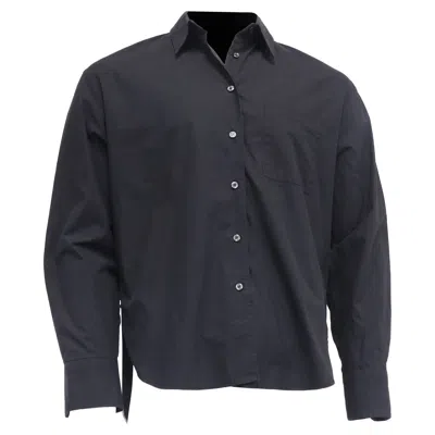 The Frankie Shop Long Back Shirt In Black Cotton