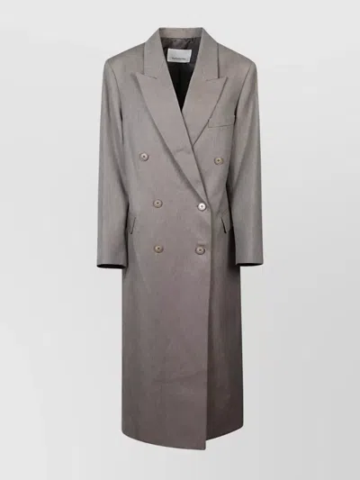THE FRANKIE SHOP LONG DOUBLE-BREASTED COAT FEATURING POCKETS