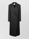 The Frankie Shop Long Double-breasted Coat Notched Lapels In Black