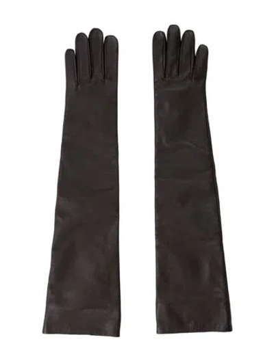 Pre-owned The Frankie Shop Long Leather Gloves In Brown
