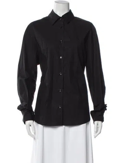 Pre-owned The Frankie Shop Long Sleeve Button-up Top In Black