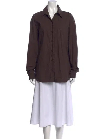 Pre-owned The Frankie Shop Long Sleeve Button-up Top In Brown