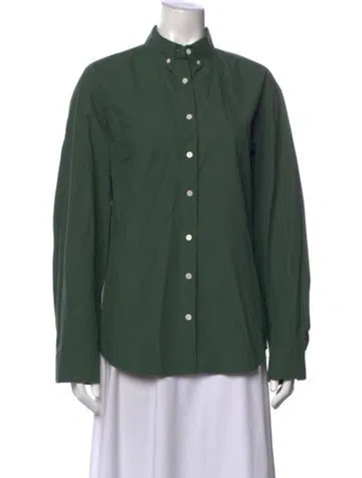 Pre-owned The Frankie Shop Long Sleeve Button-up Top In Green