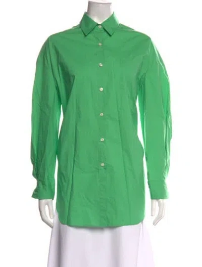 Pre-owned The Frankie Shop Long Sleeve Button-up Top In Green