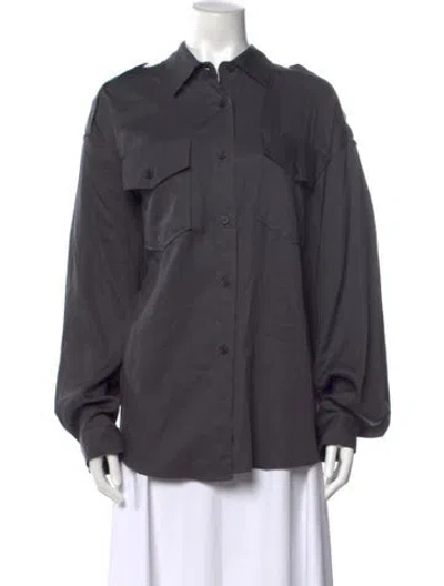 Pre-owned The Frankie Shop Long Sleeve Button-up Top W/ Tags In Grey