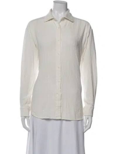 Pre-owned The Frankie Shop Long Sleeve Button-up Top In White