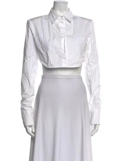 Pre-owned The Frankie Shop Long Sleeve Crop Top In White
