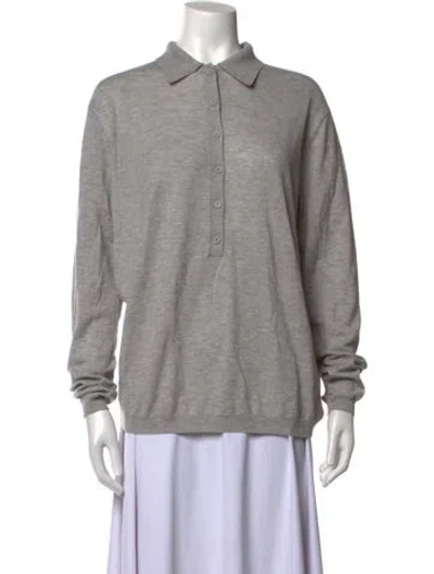 Pre-owned The Frankie Shop Long Sleeve Polo In Grey