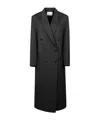 The Frankie Shop Womens Jane Double-breasted Woven Long Coat Grey Melange Xs In Black