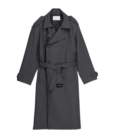 The Frankie Shop Long-sleeved Coat In Gray