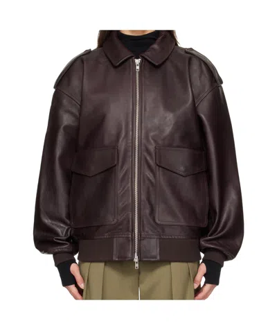 THE FRANKIE SHOP LONG-SLEEVED LEATHER JACKET